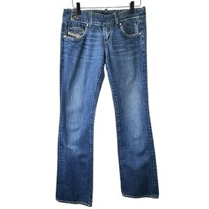 Diesel Bootcut Jeans Size 29 Medium Wash Distressed 100% Cotton